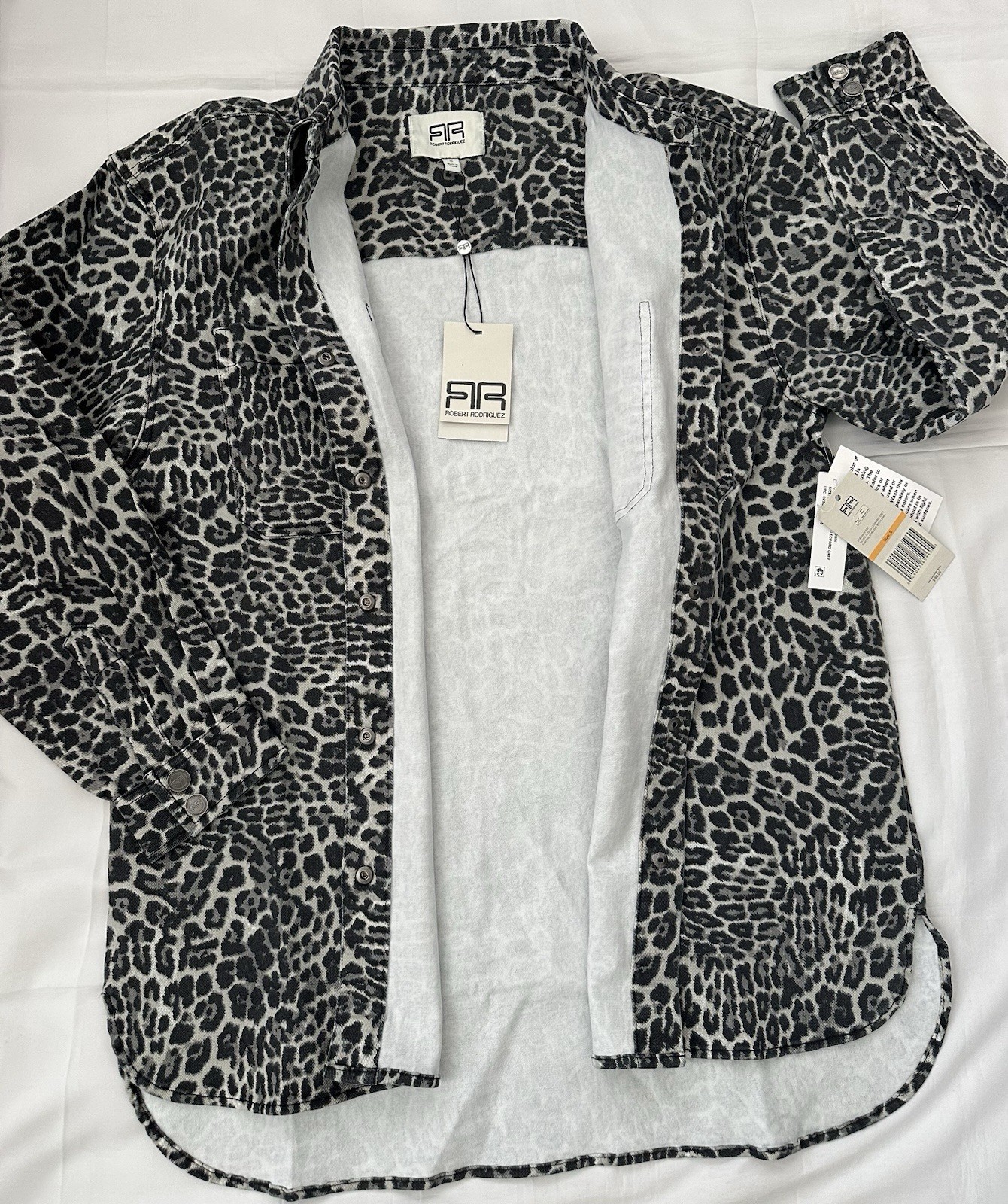 ROBERT RODRIGUEZ ‘SIMONE‘ OVERSIZED BUTTON DOWN SHIRT, LEOPARD, SIZE S, NWT