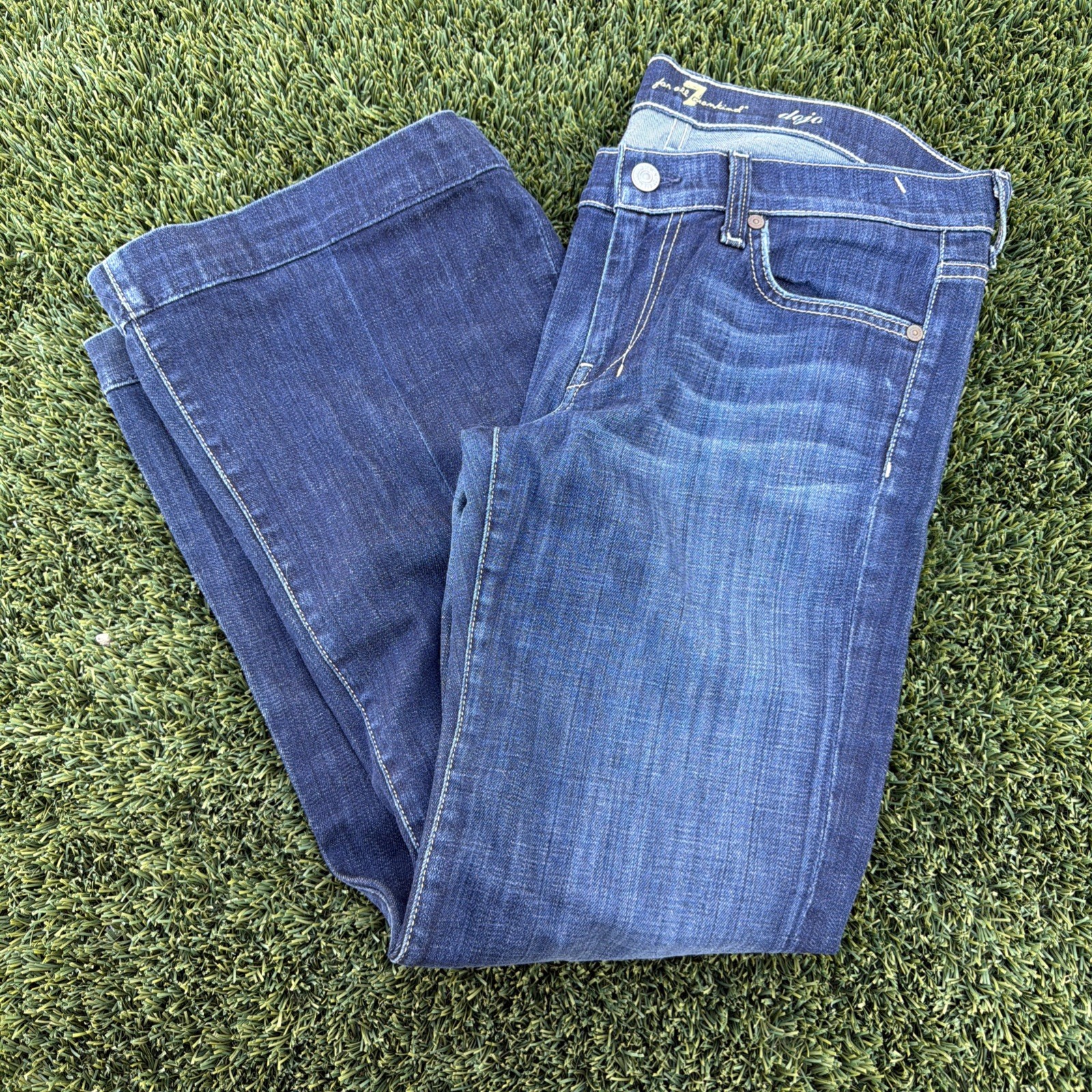 7 For All Mankind Dojo Flare Jeans Womens Size 29 Blue Denim High Rise Seven