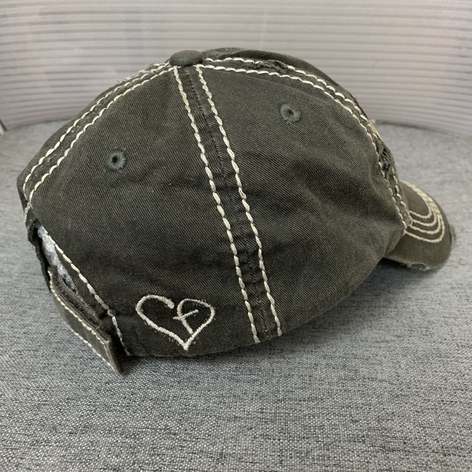 Kbethos Cap Strap Back Distressed Gray BLESSED Leopard Patch Embroidered Hat