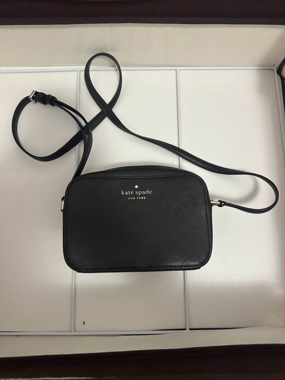 Kate Spade Black Madison Mini Camera Bag Saffiano Leather New Without Tags