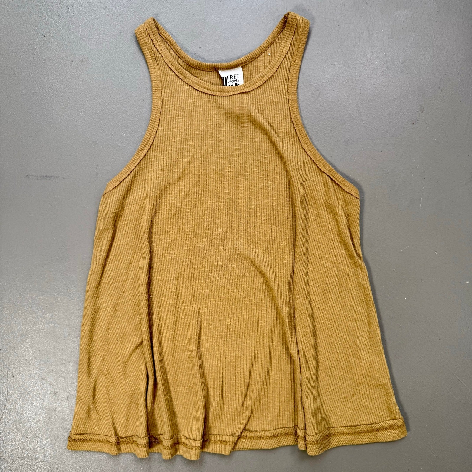 Free People Ribbed Swing Tank Top Mustard Boho Festival Hippie XS