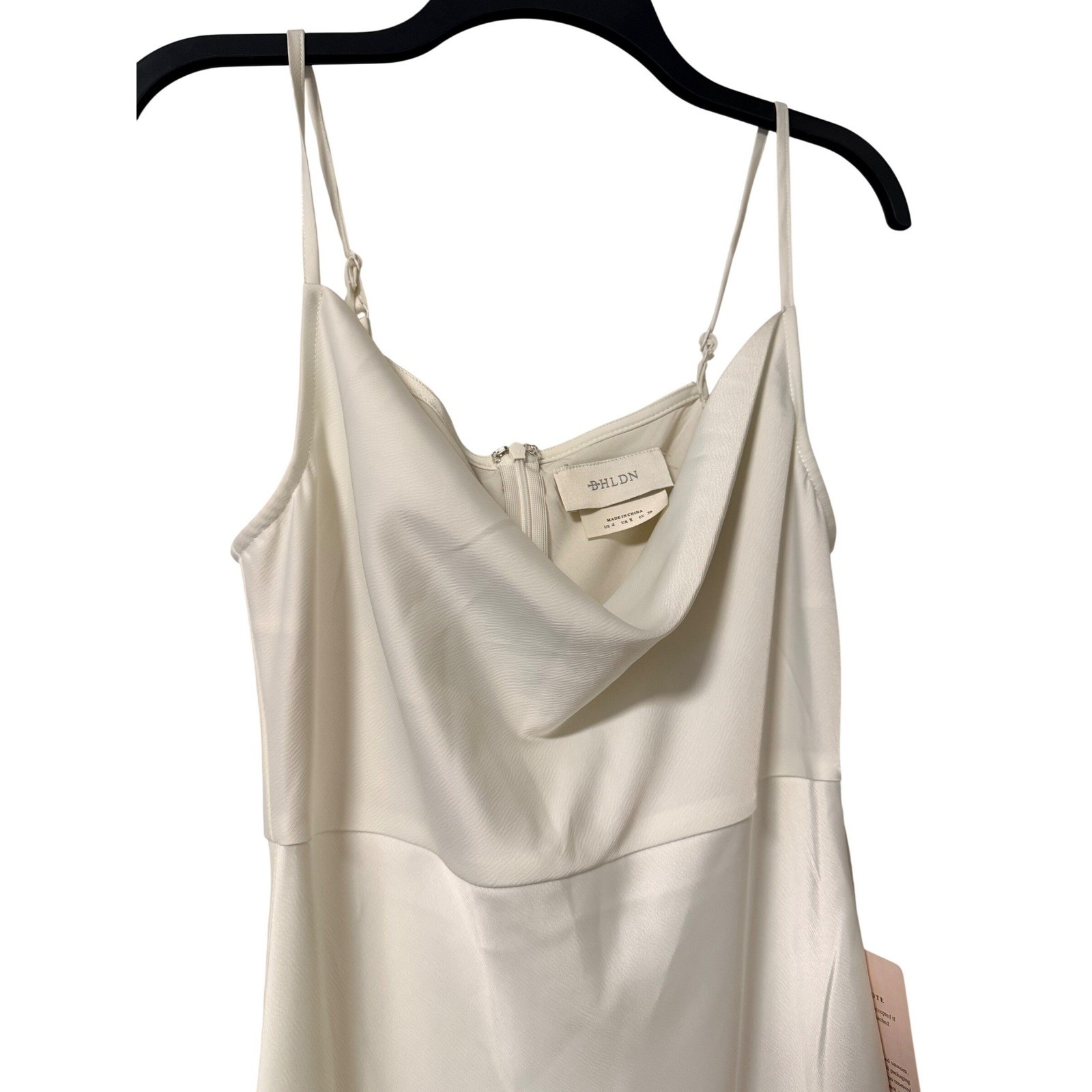 NWT BHLDN Cali Satin Cowl Neck Midi Slip Dress Ivory Size 4