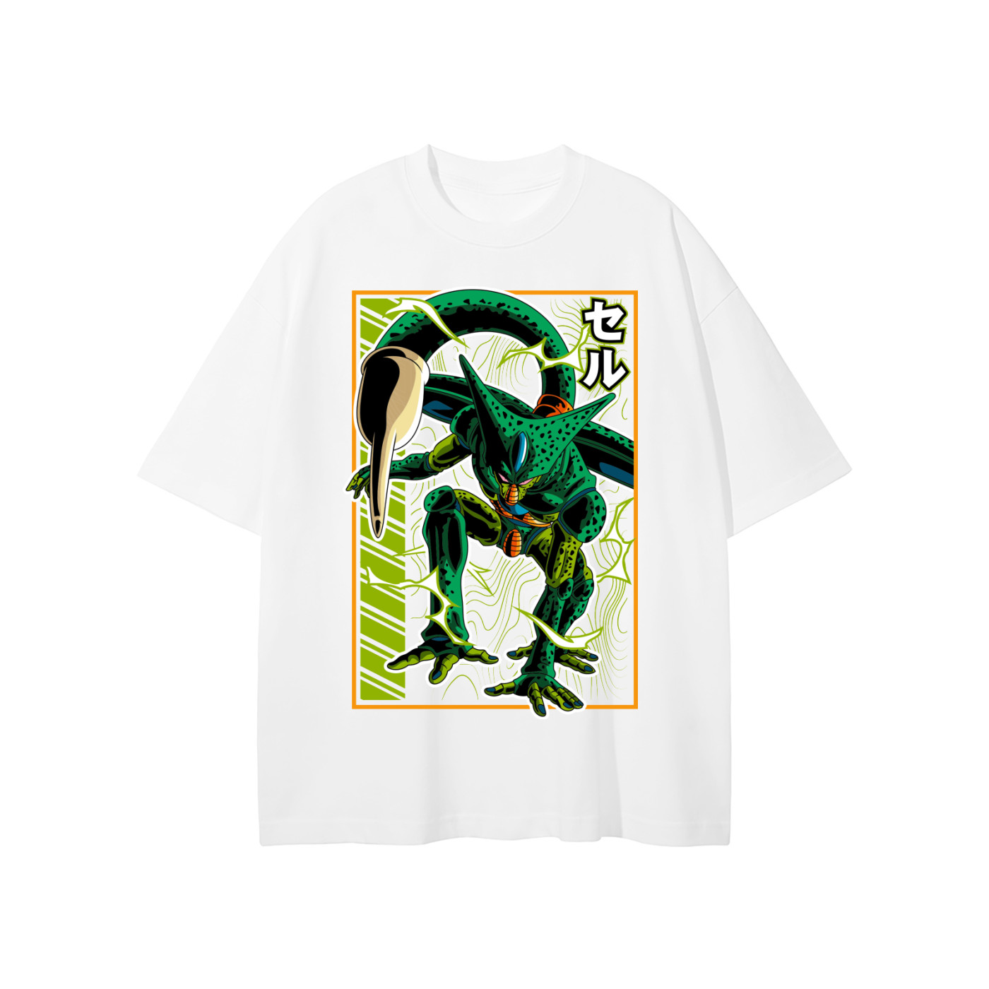 T-Shirt Dragon Ball Z Cell Imperfect DBZ Tee Oversized Anime Japanese Saga Cell.