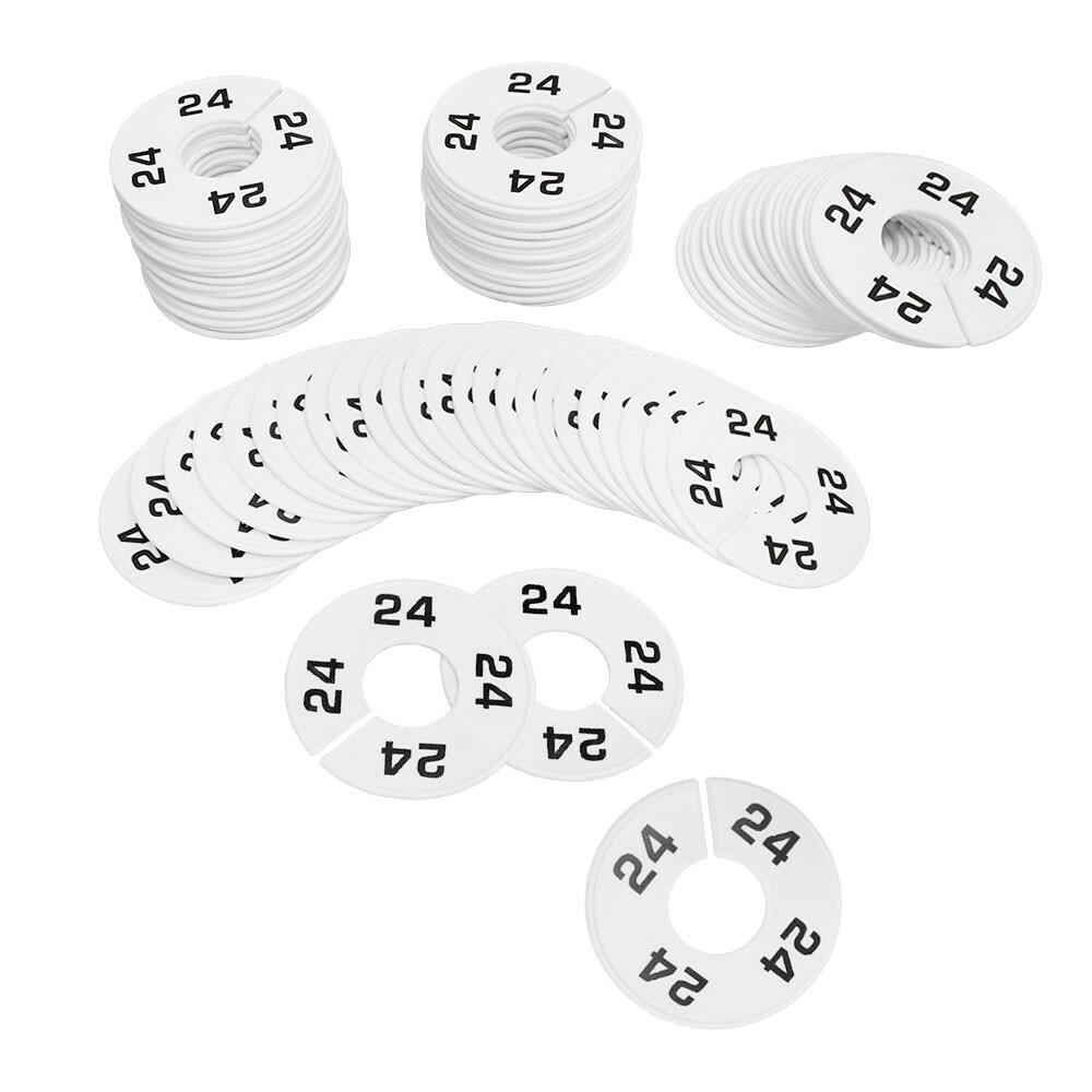 10 PCS WHITE 3-1/2″ Round Plastic SIZE 24 Dividers Hangers Retail Clothing Rack