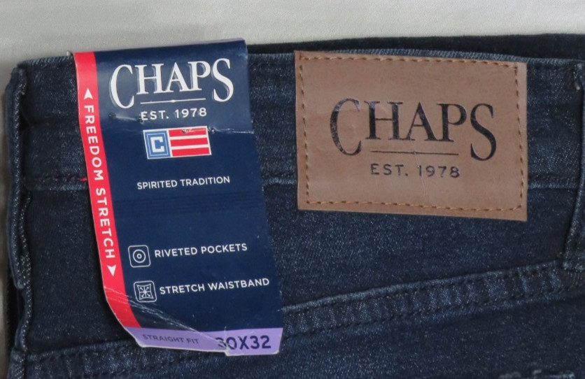 RALPH LAUREN CHAPS DEEP SEA BLUE JEANS 30×32 STRAIGHT FIT FREEDOM STRETCH NWT