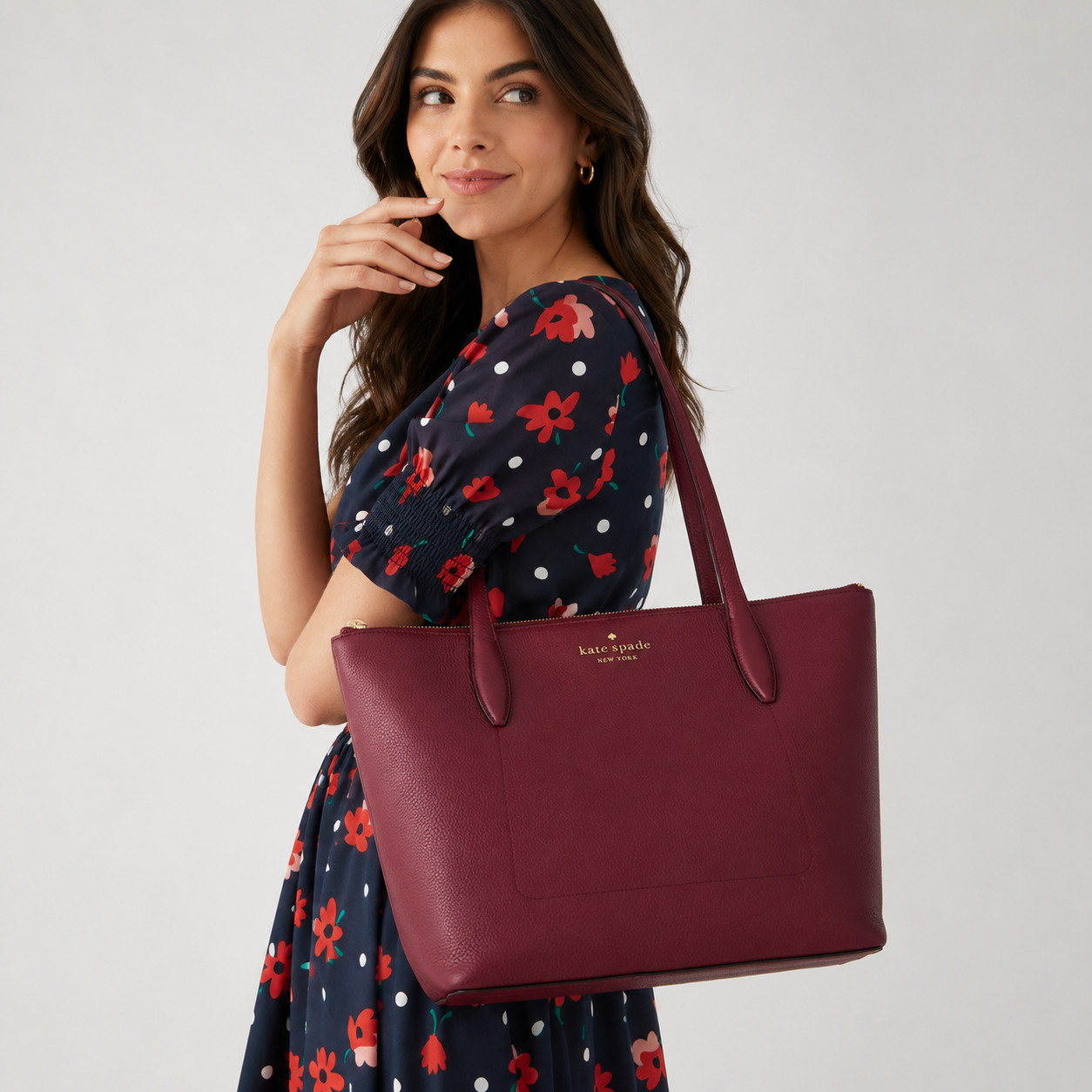 Kate Spade Harlow Tote Bag Red Jam Leather NWT
