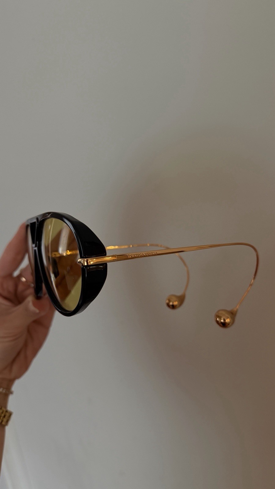 Bottega Veneta BV1273 Oversize Sunglasses Black Frame Yellow Lens USA Fast Ship