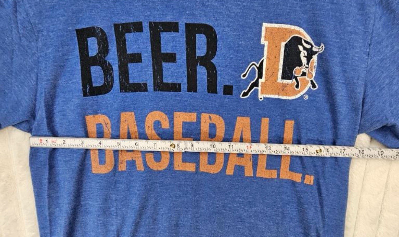 Durham Bulls 108 Beer & Baseball Blue T-Shirt 108 Stitches Size Medium