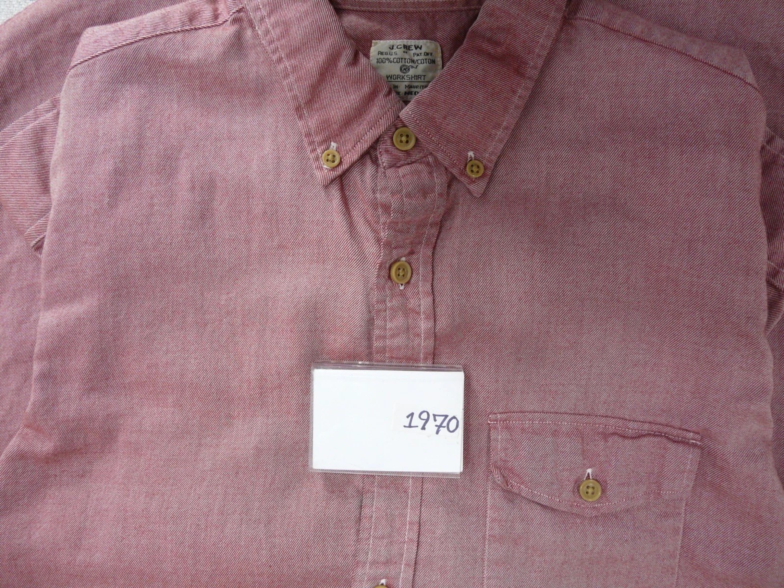 J Crew Work Shirt Mens M Washed Red Button Down Cotton Diagonal Twill Brushed