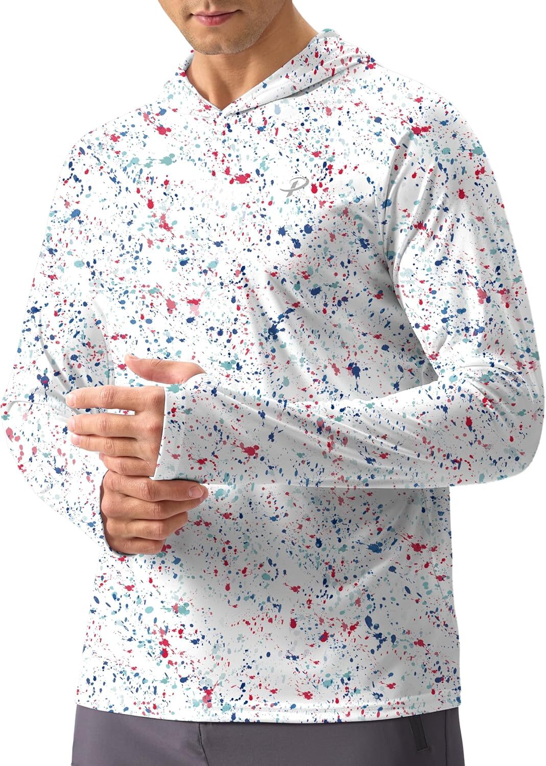 Men’s UPF 50+ Sun Protection Hooded Rash Guard Long Sleeve Shirt for Fishing