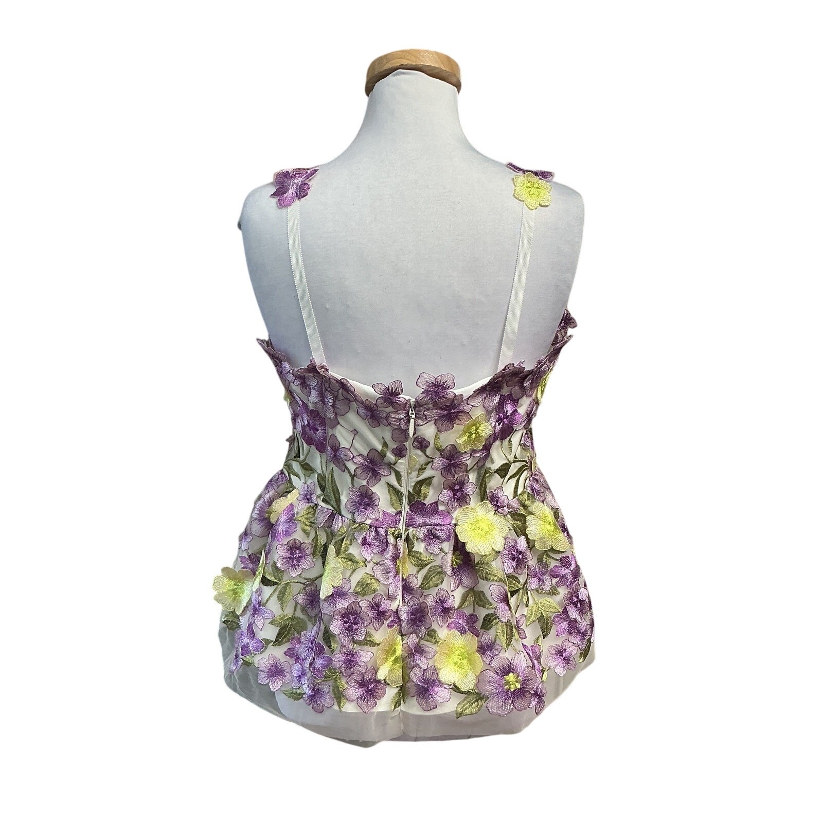 Muse by Marchesa lavender and lime floral appliqué blouse, size 10, NWT!