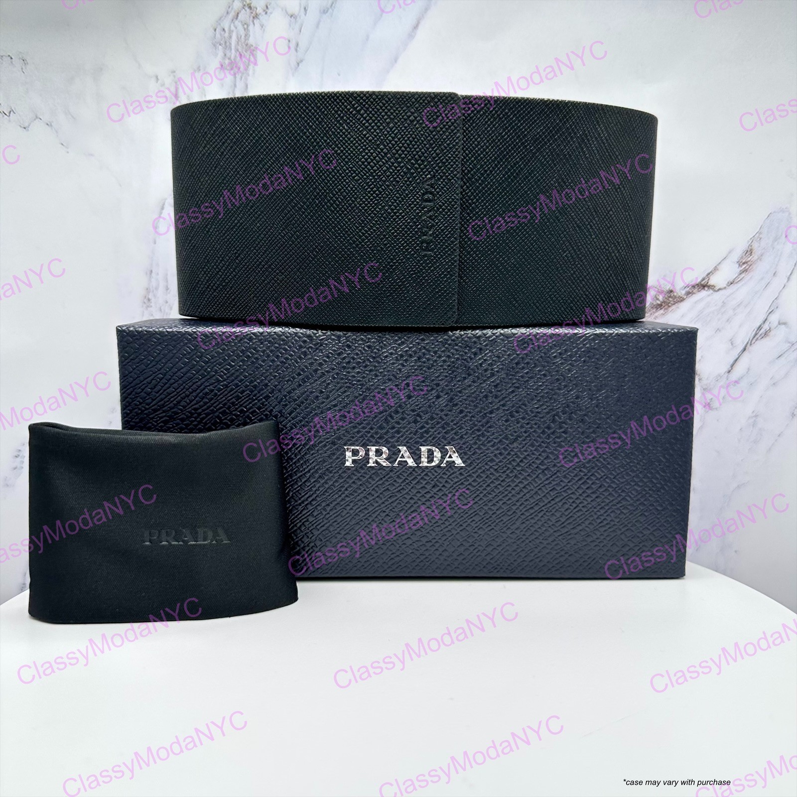 PRADA Sunglasses New Black White Gold Symbole Cat Eye Womens w/ Box & Case