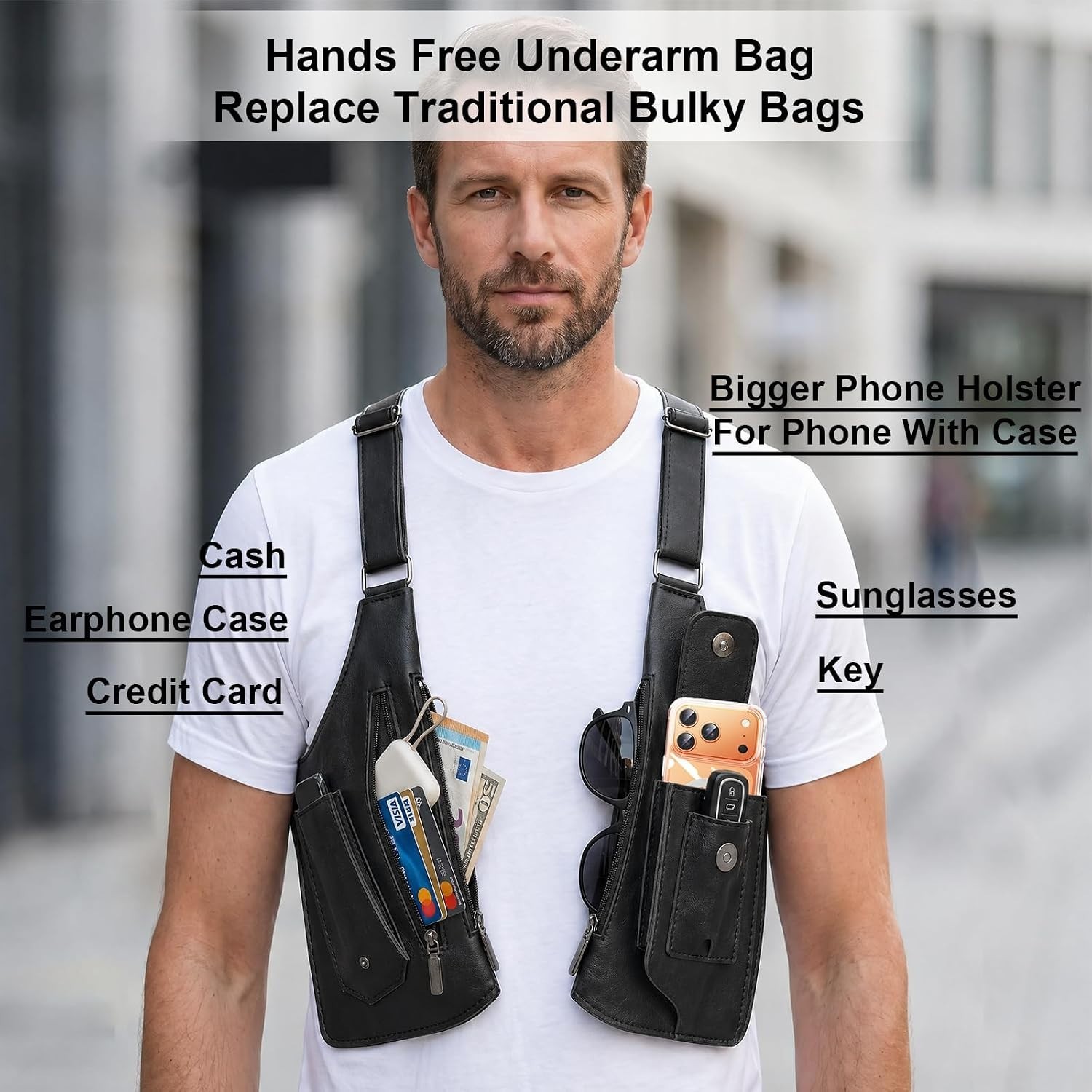Underarm Anti-Theft Bag, Hidden Shoulder Holster, Double Storage Pouch, Phone