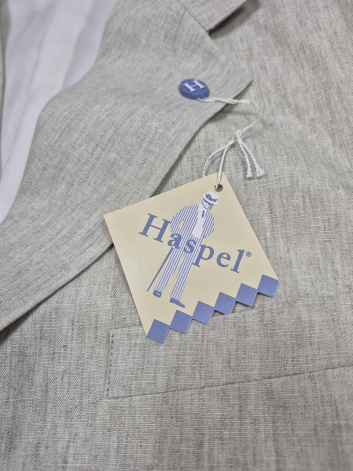 Haspel Suit Mens 44 Long Beige 100% Linen Memphis 2 Piece 38×36 Classic Fit NWT