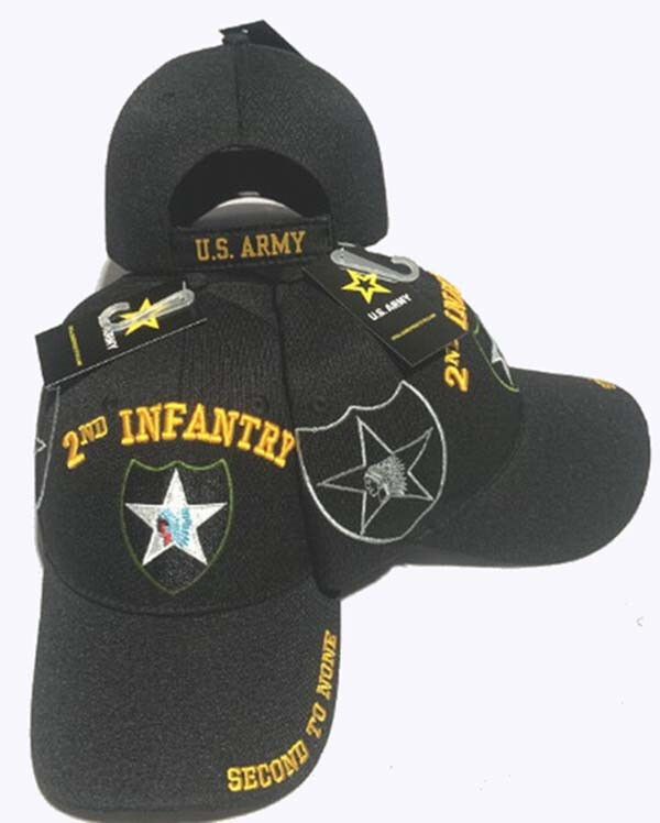 2ND INFANTRY DIVISION SECOND TO NONE INSIGNIA BLACK EMBROIDERED HAT CAP LICENSED