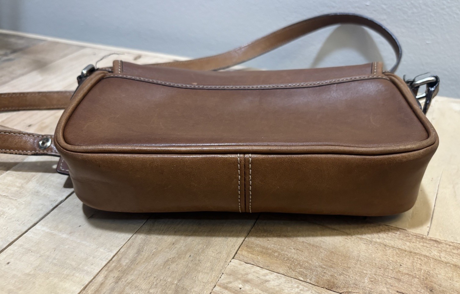 Coach Bleeker Double Buckle Crossbody Brown Leather 9355