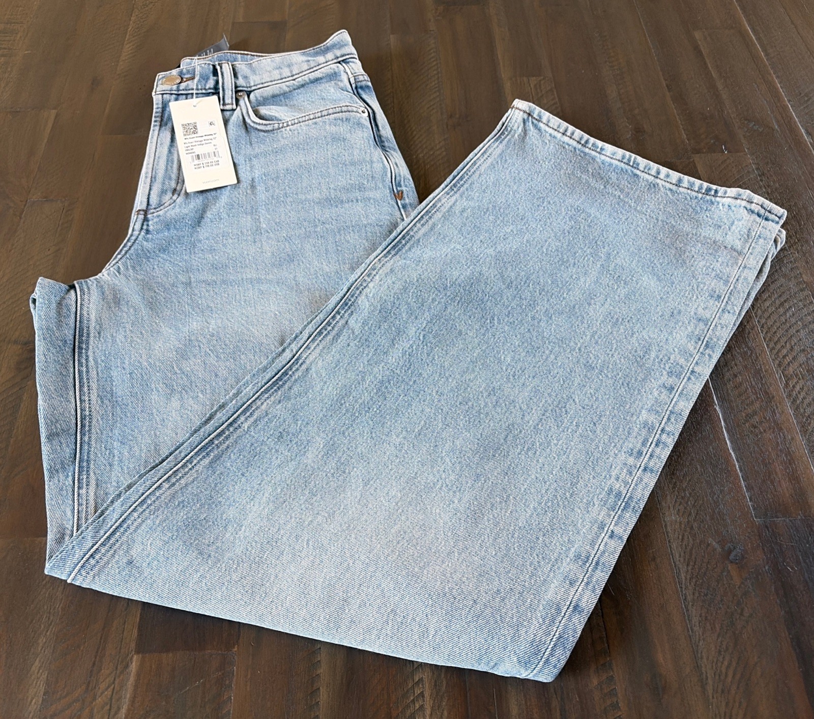 Vuori Women’s Vintage Wideleg Jeans Light Wash Indigo Denim Size 27 NWT