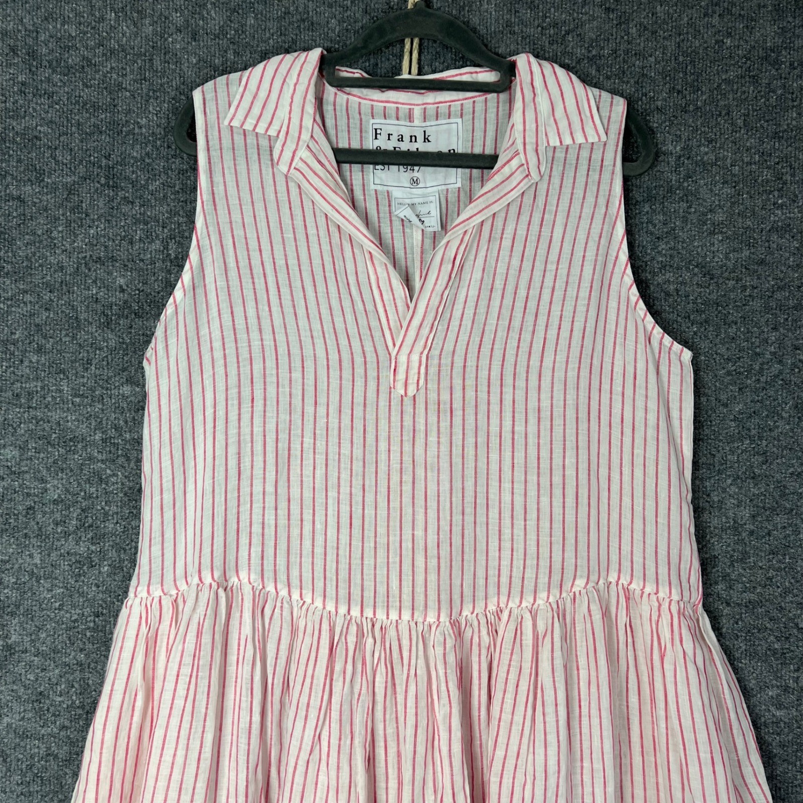 Frank & Eileen Excellent Daphne Dress Womens Medium Pink White Striped Linen