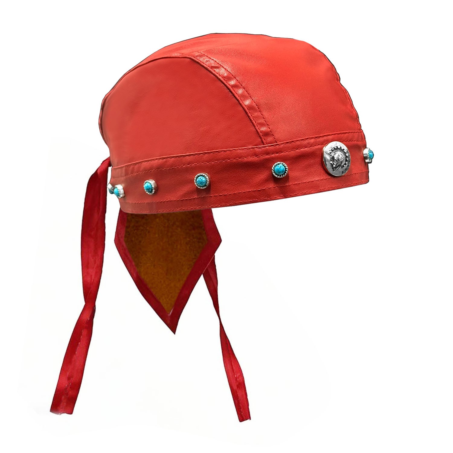 Punk Cycling Bandana Doo Rags Skull Cap Motorcycle Biker Leather Cap Red