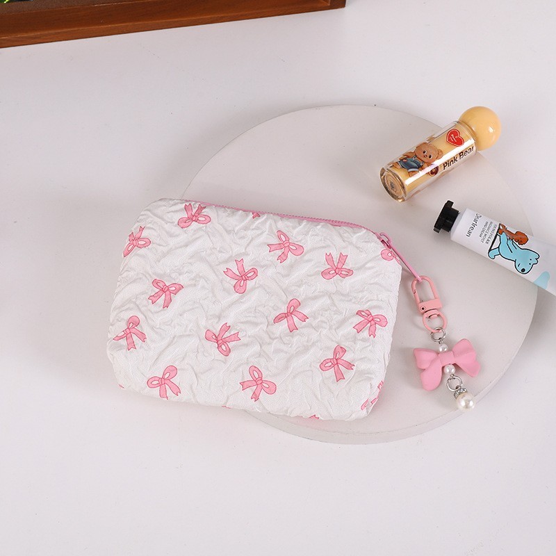 Fabric Bow Coin Purse, Large Capacity Card & Cash Holder, Cute Small Wallet