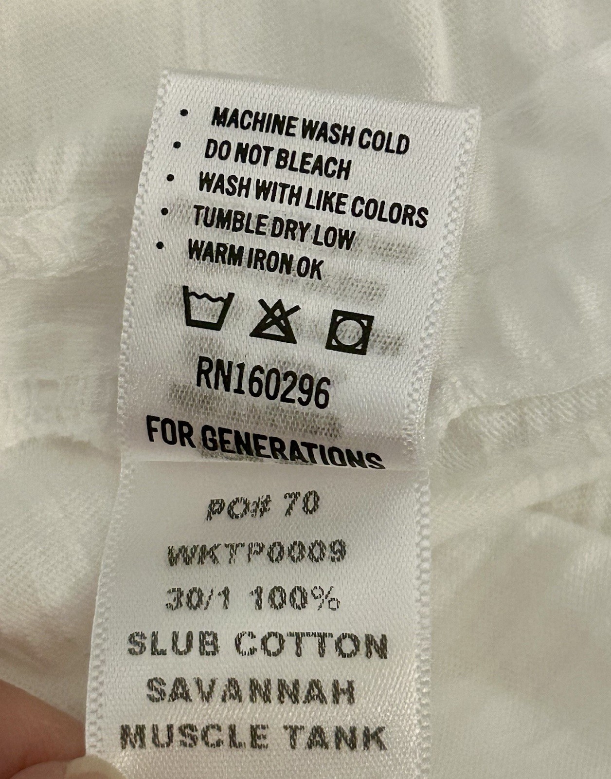 ROWAN Savannah Muscle Tank White 100% Cotton Women’s Size Large – NWT
