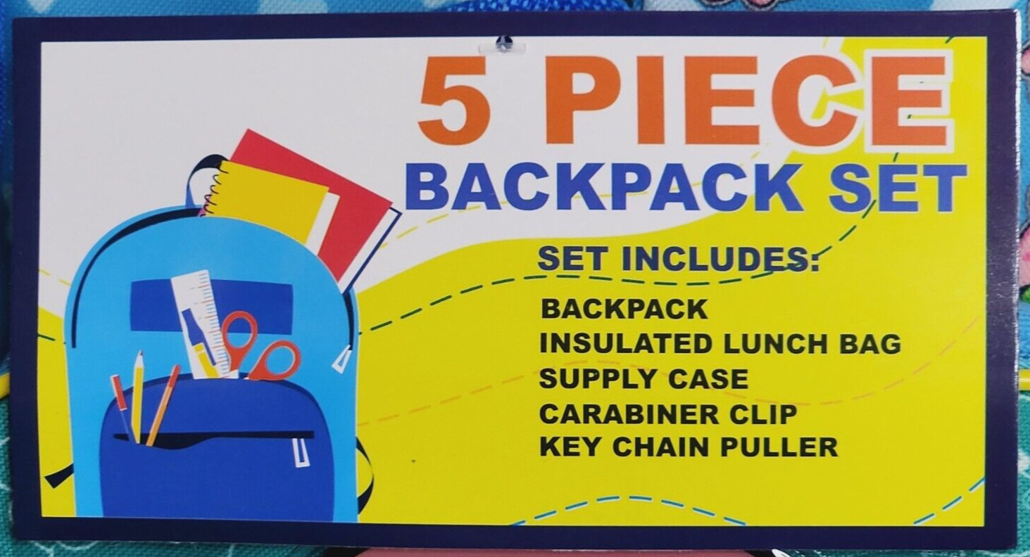 Nintendo Kirby 5-Piece Backpack Set Lunch Bag Supply Case Carabiner BRAND NEW