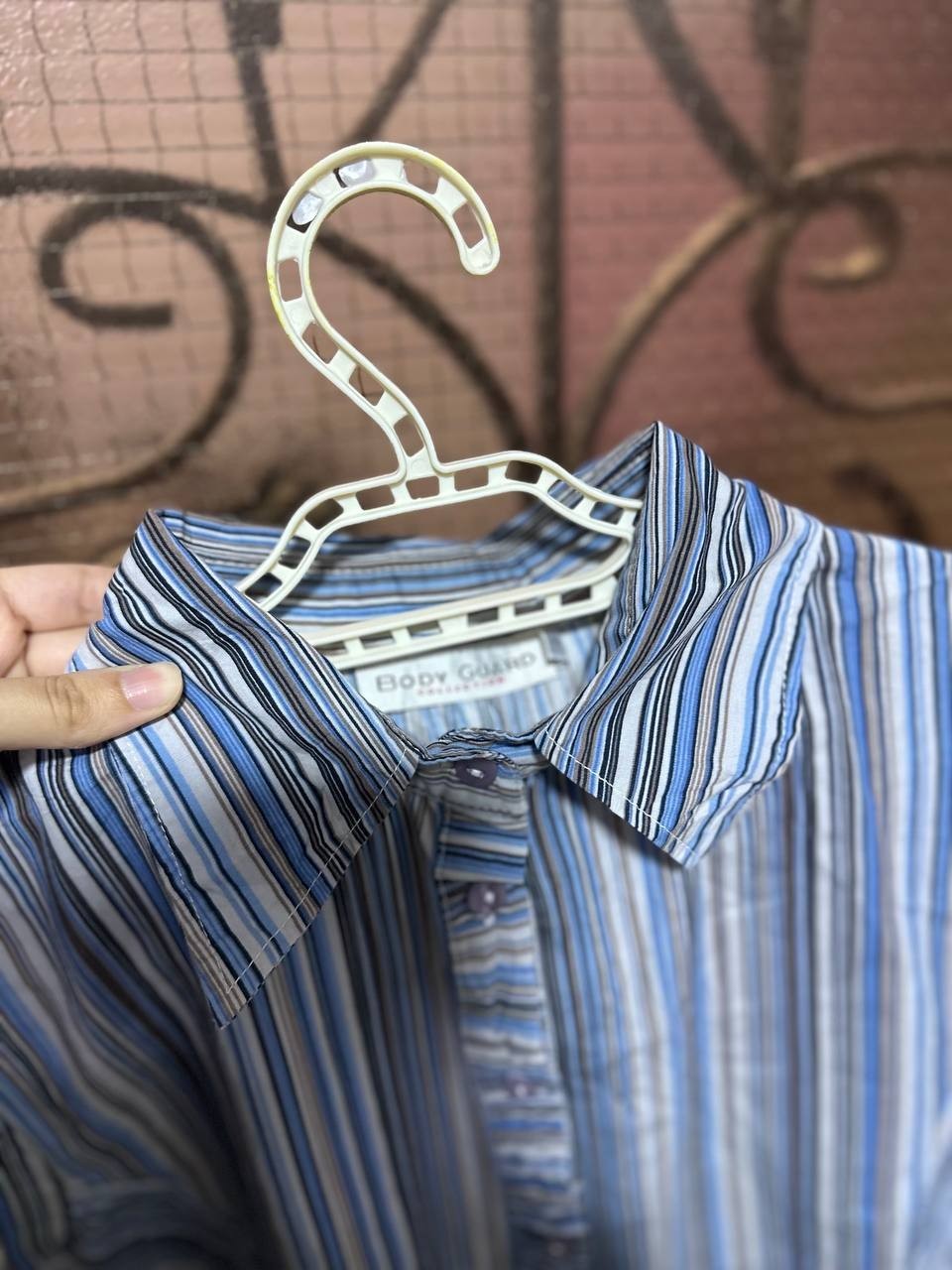 Women’s Blue Striped Sleeveless Button Up Shirt Blouse Top Casual Cute Size 42