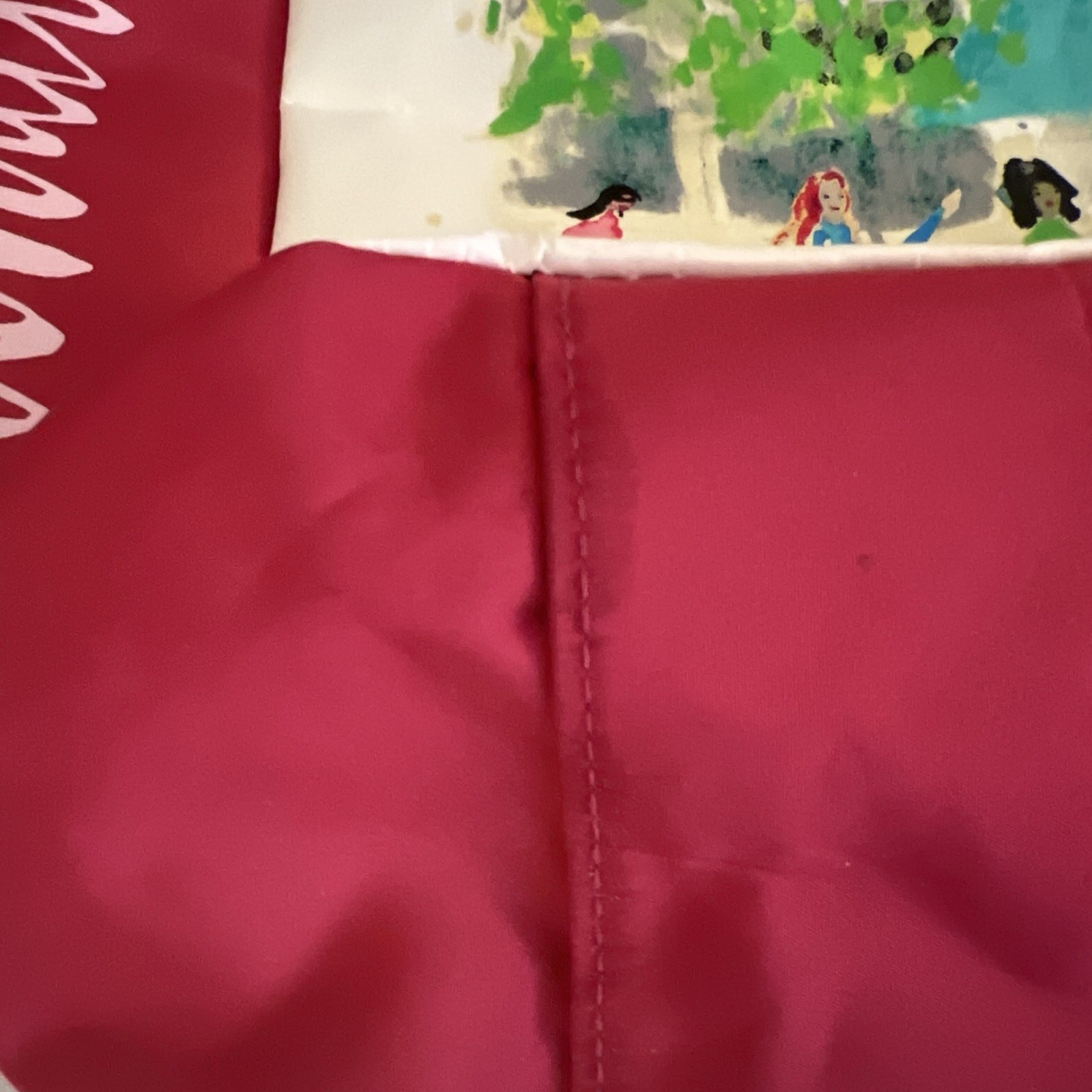 Vintage Marshall Field’s Dark Pink Canvas Tote w/ Photo Keychain Inside Pocket