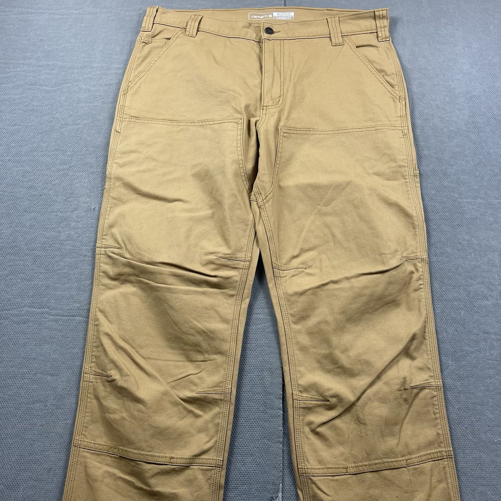 Carhartt Rugged Flex Double Front Pants Mens 36×32 Brown Duck Canvas 102802-918