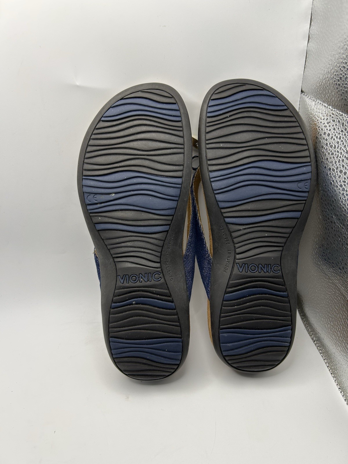 Vionic Bella II Women’s Sandals Denim Strap Bow Ortho Flip Flops Size US 6