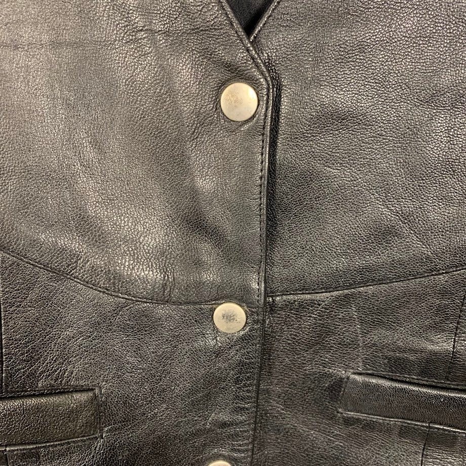 Addis Mens Black Leather Biker Vest Lace Up Sides Western Motorcycle Snap Front