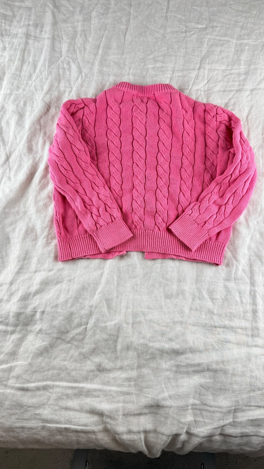 Smiling Pinker Girls Cable Knit Cardigan Size 130 (7-8Y) Pink Cotton