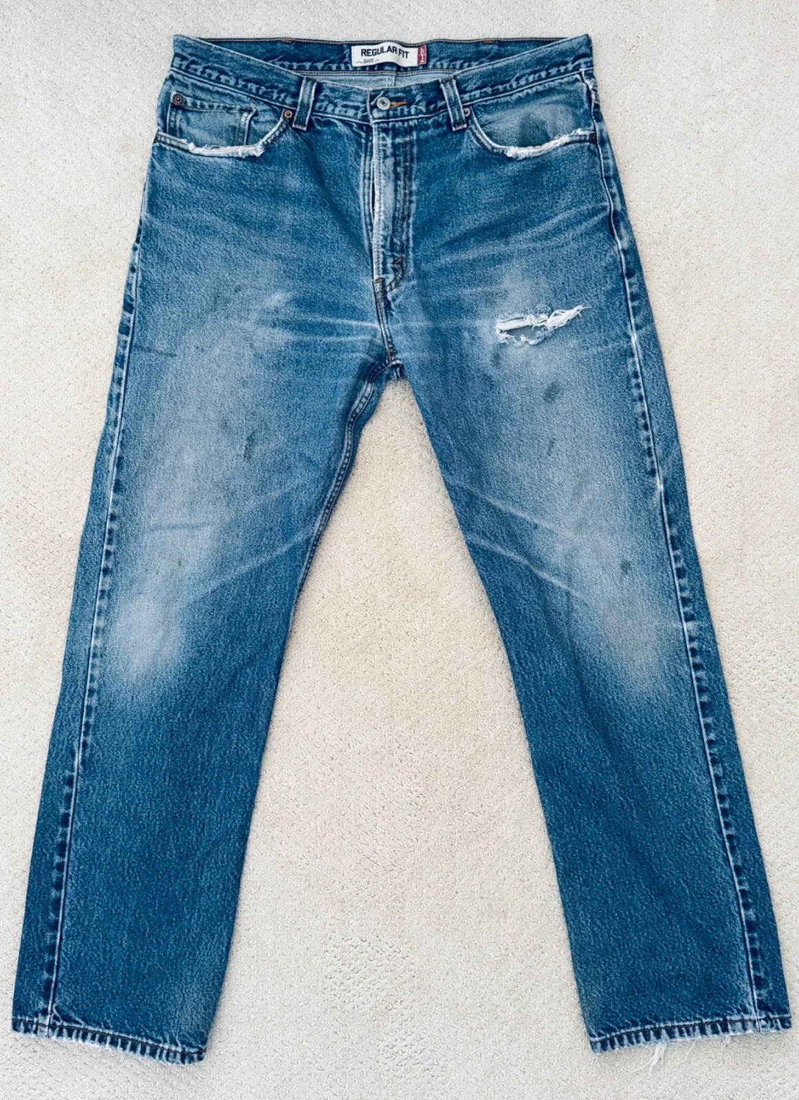 Men’s Distressed Levi Jeans 505 Regular Fit 36 Waist – 34 Inseam
