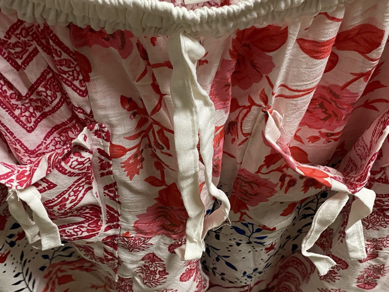 Boho Bloomers With Floral/Fauna Graphics On White Rayon Background-Gathered Legs