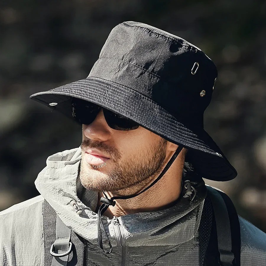 Wide Brim Sun Hat UV Protection Bucket Cap For Hiking Camping Fishing Safari Men