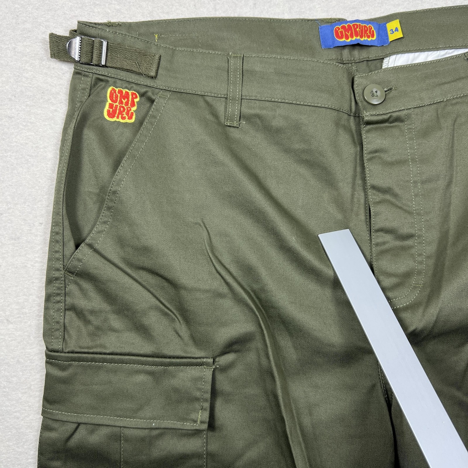 Empyre Cargo Pants Mens 34 Green Relax Fit Workwear Double Knee Pockets Utility