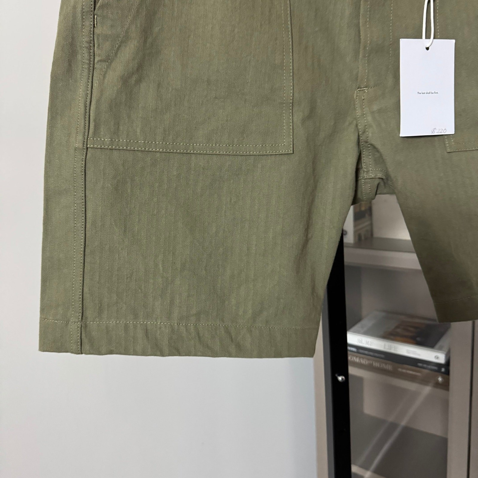 3sixteen Fatigue Washed Olive HBT Shorts 34 NEW Green Herringbone Twill Military