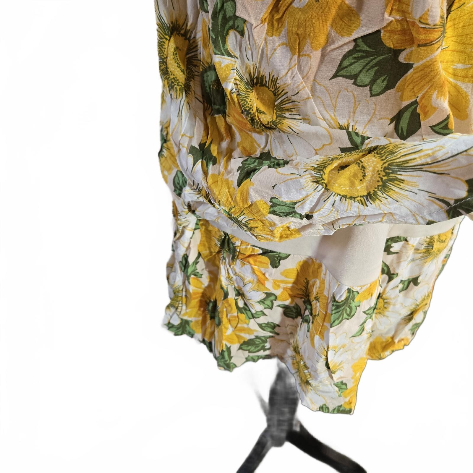 A.U.W. Sunflower Tiered Mini Dress Large Yellow Boho Cottagecore Sun Dress L