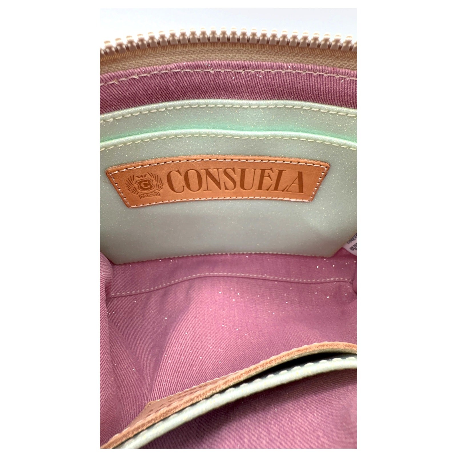Consuela Leah Midtown Leather Crossbody W/Metallic Gold Snakeskin Print