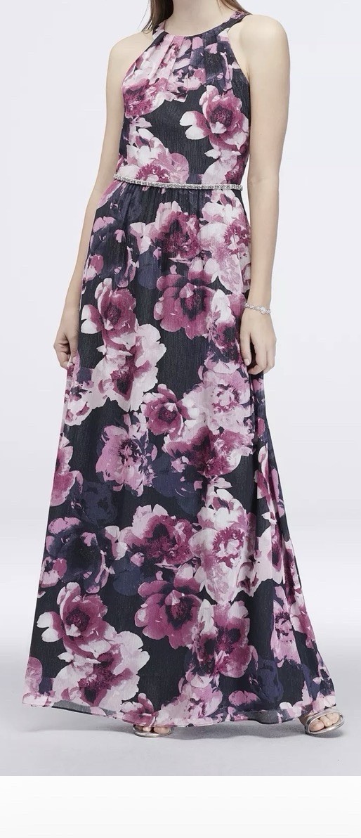 Womens High-Neck Chiffon Floral A-Line Dress Crystals Fairy 18 Wedding Bohemian