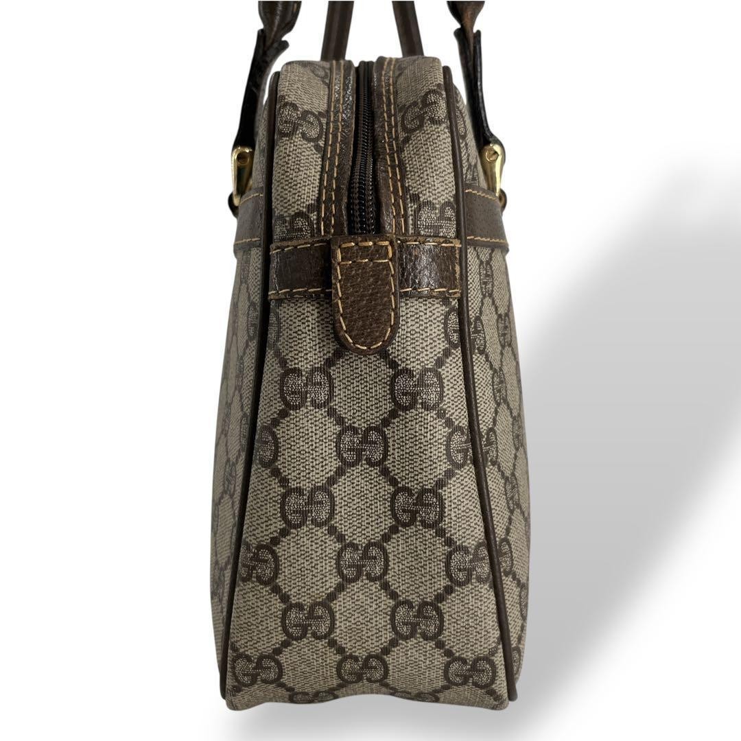 Gucci Mini Boston GG Supreme Web Stripe Handbag Beige Brown Auth rare limited