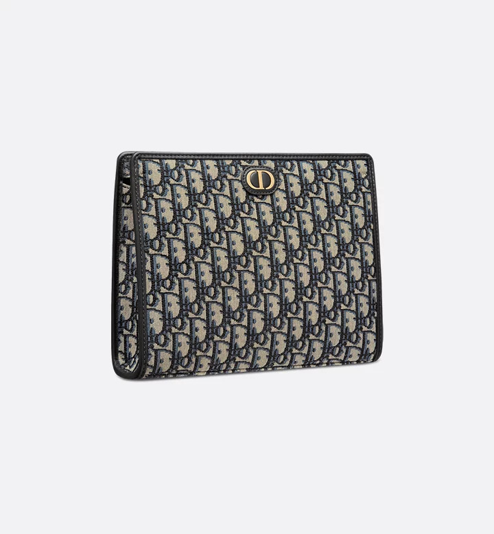 Christian Dior 30 Montaigne Dea Pouch Blue Oblique Jacquard 10.2×2.1 x7.8 in