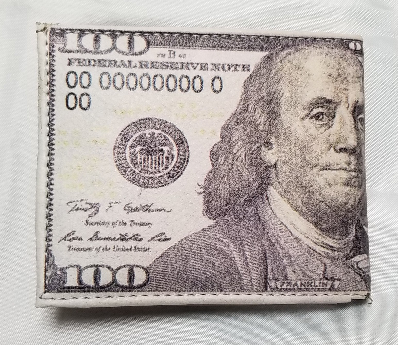$100 New Bill Printed Wallet Handcrafted BI-Fold Men’s Vegan Leather Great Gift