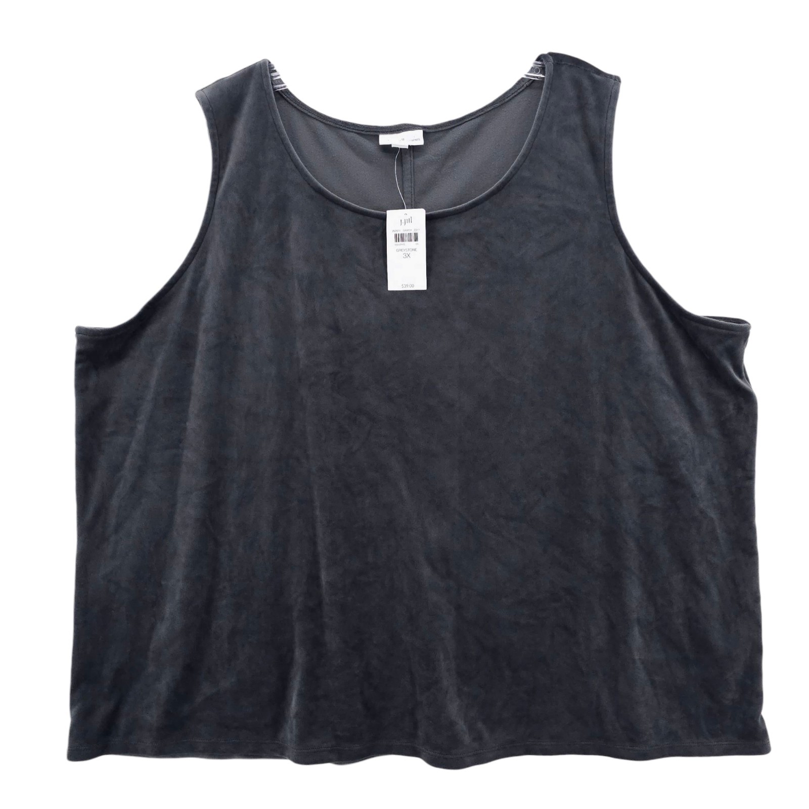 NWT J JILL Purejill Elements Velour Tank Top Greystone Gray Stretch Size 3X