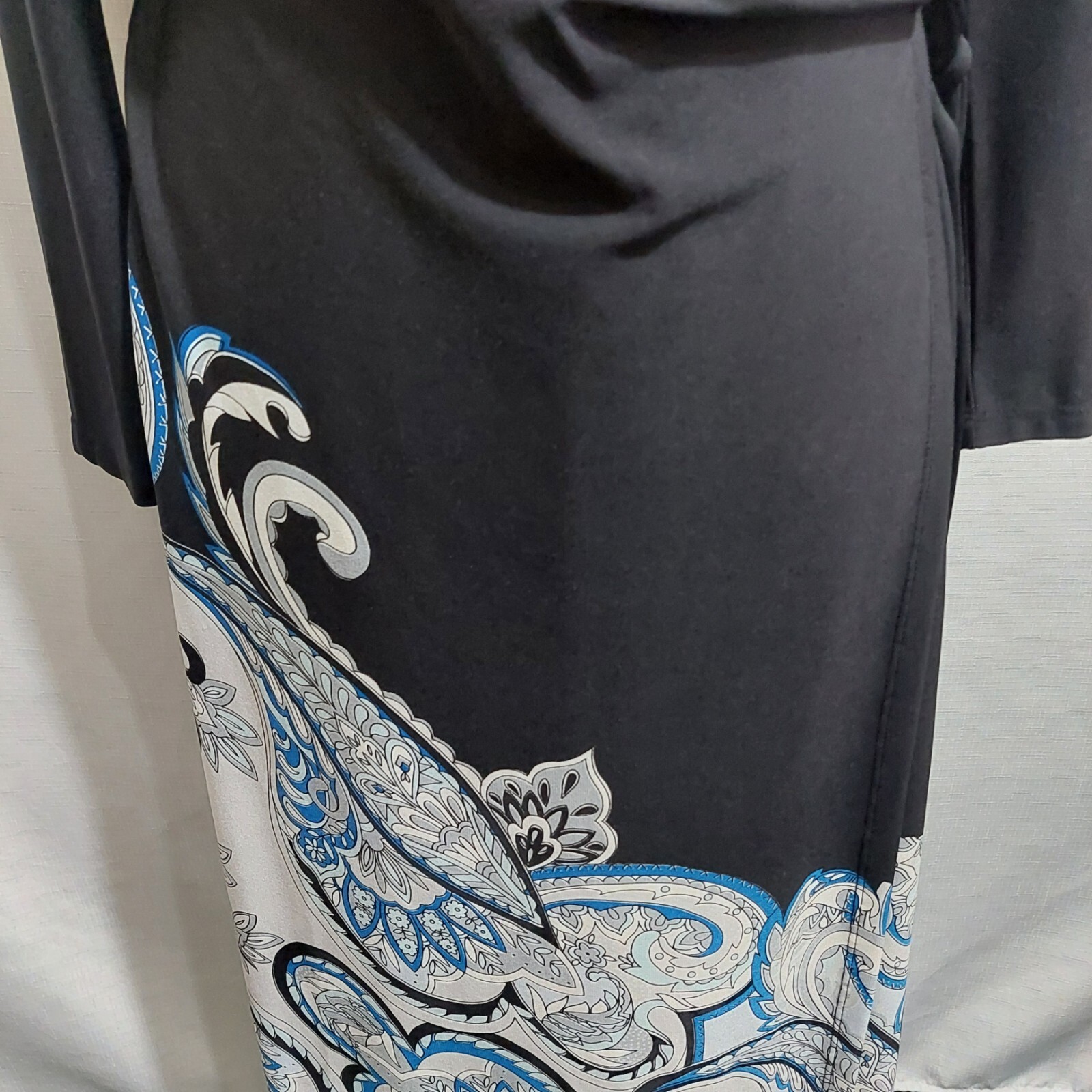 The Limited Collection Women’s Medium Faux Wrap Dress Midi Black Stretch V Neck