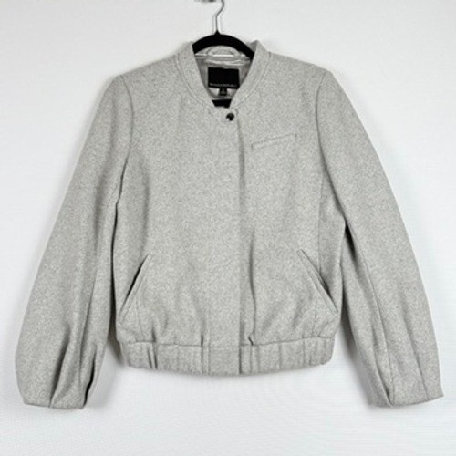 Banana Republic Bomber Jacket Womens Small Gray Wool Blend Mario Bellucci Chic