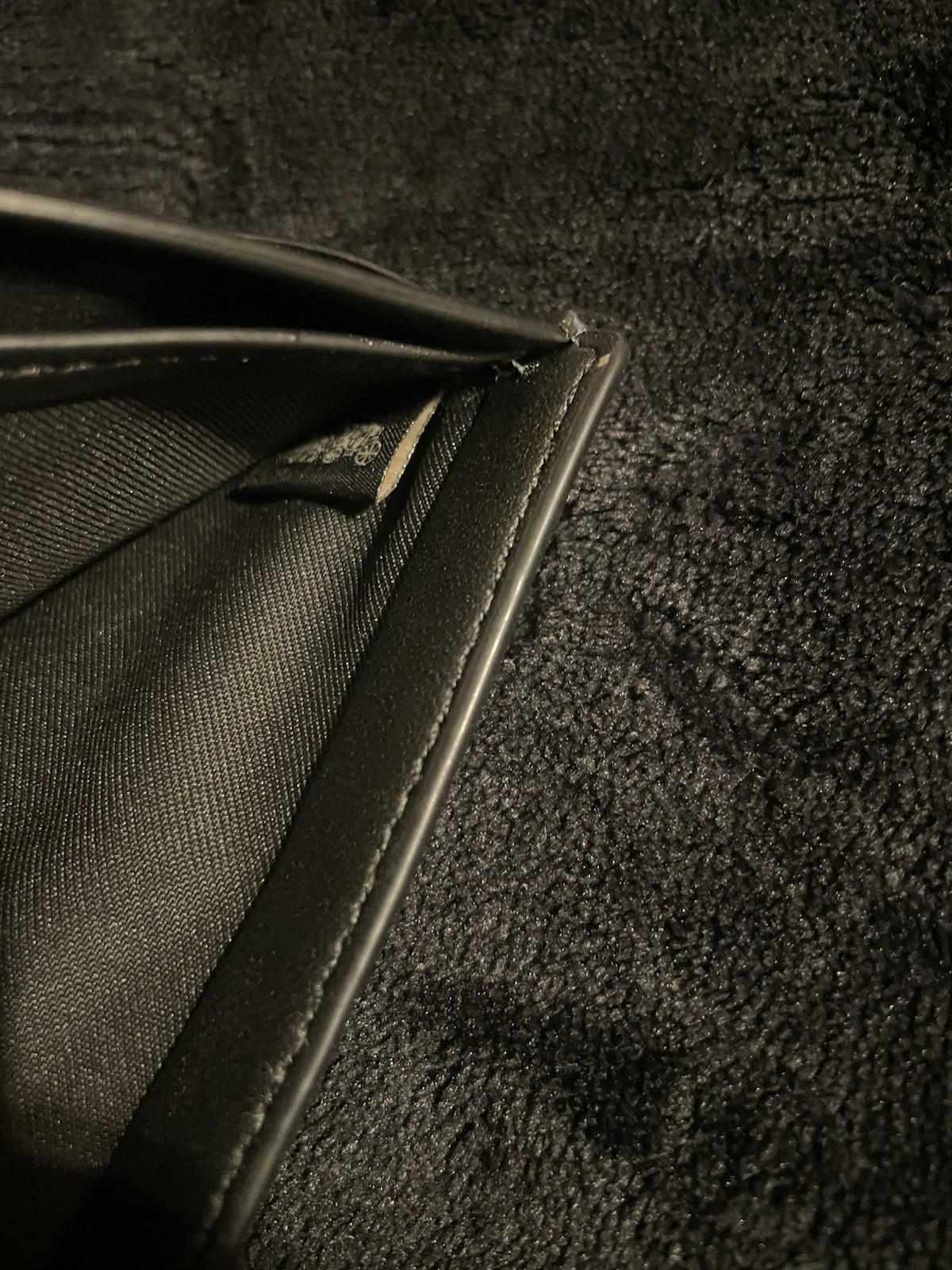 Men’s Bifold Wallet Black with Blue & White Striped Pattern, Strap Accent