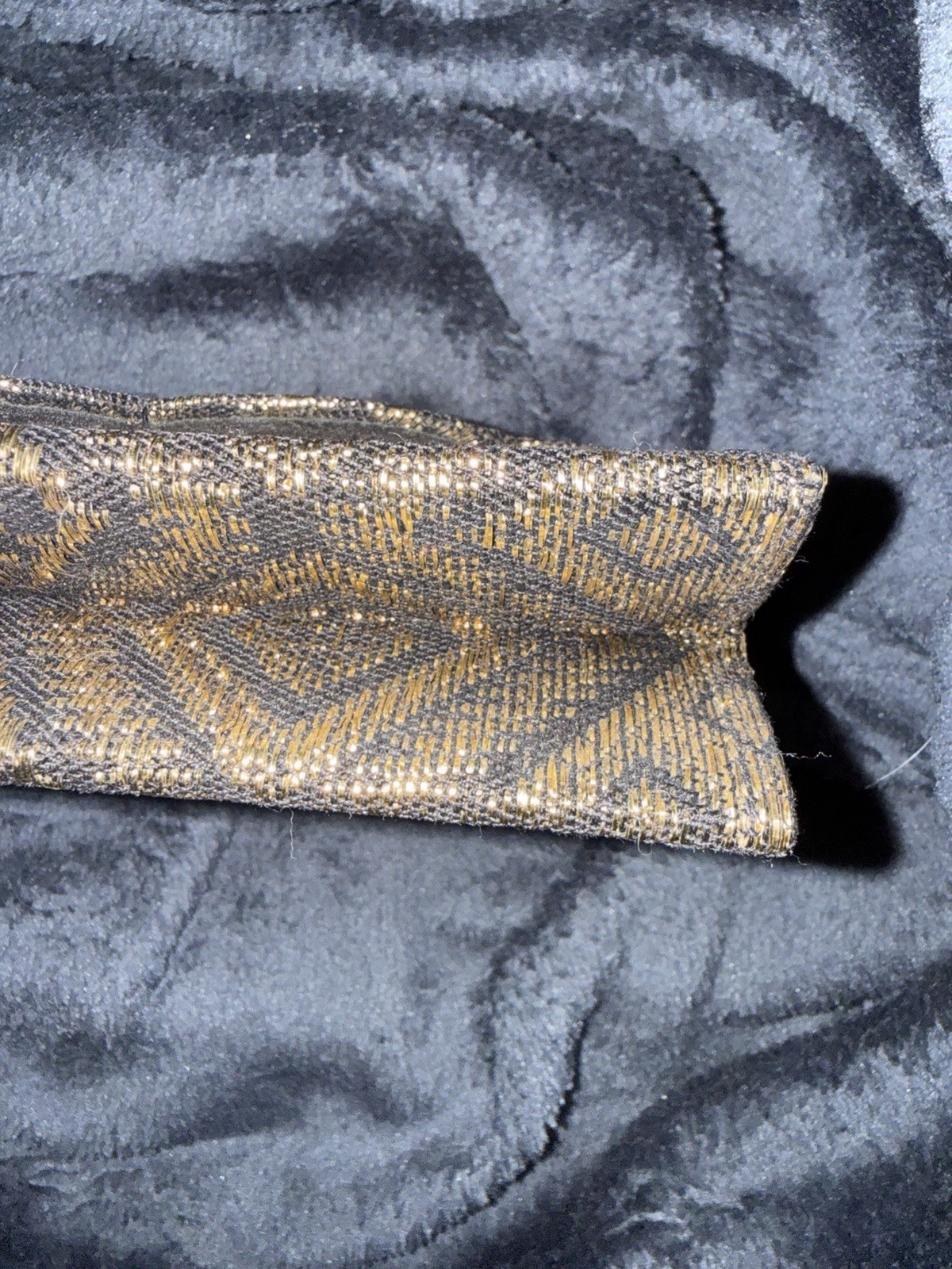 Cuatro Hermanos Black Gold Geometric Clutch Turn Lock Metallic Gold Hardware