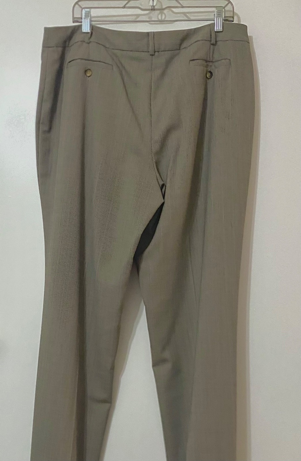 ANNE KLEIN WOMENS WOOL BLEND DRESS PANTS BEAVER W/SUBTLE RED STRIPES SZ 16