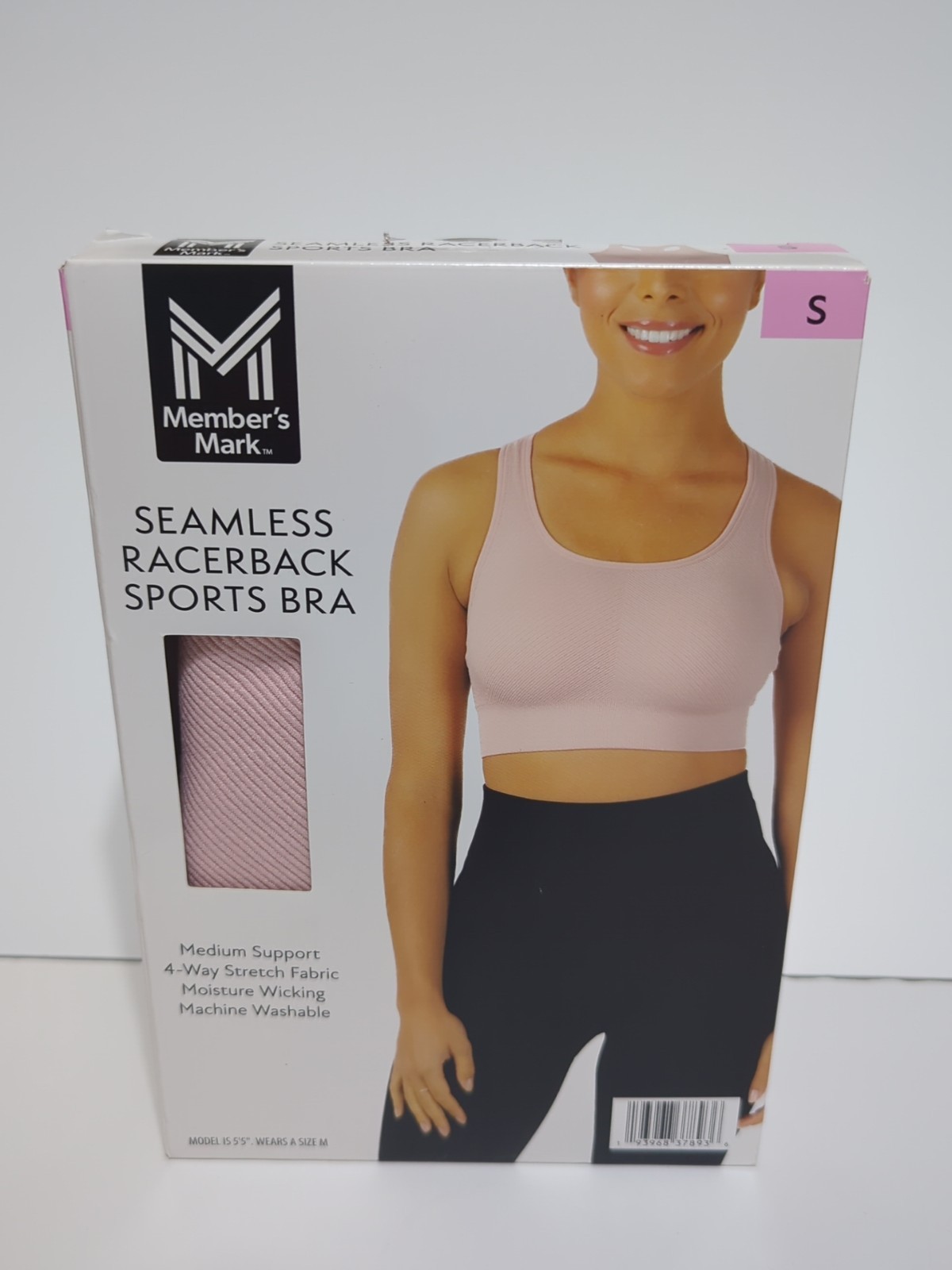 Member’s Mark Women’s Seamless Racerback Medium Support Sports Bra Pink Sz Small